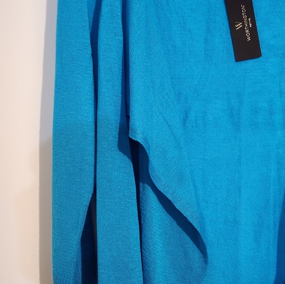 Worthington Vibrant Blue Women's Long Sleeve Open Front Cardigan LP - Picture 5 of 8